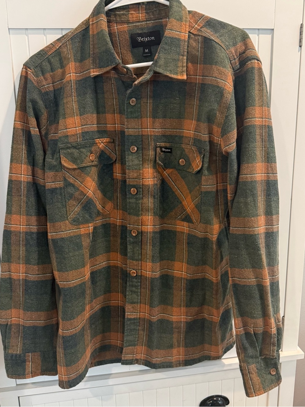 Brixton Green & Orange Plaid Button-Down Shirt